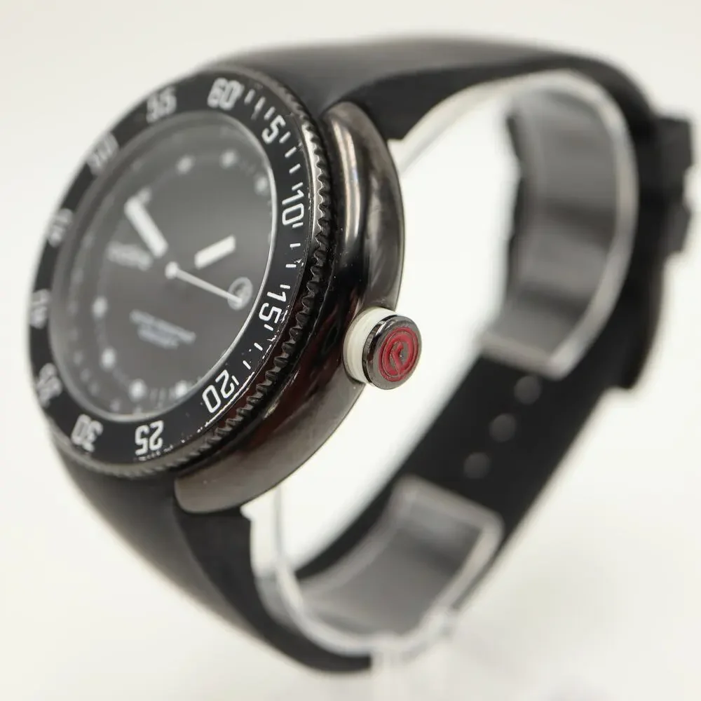 Red Line Compressor Round Dive 50mm Watch 100 Meters Black Silicone New Battery